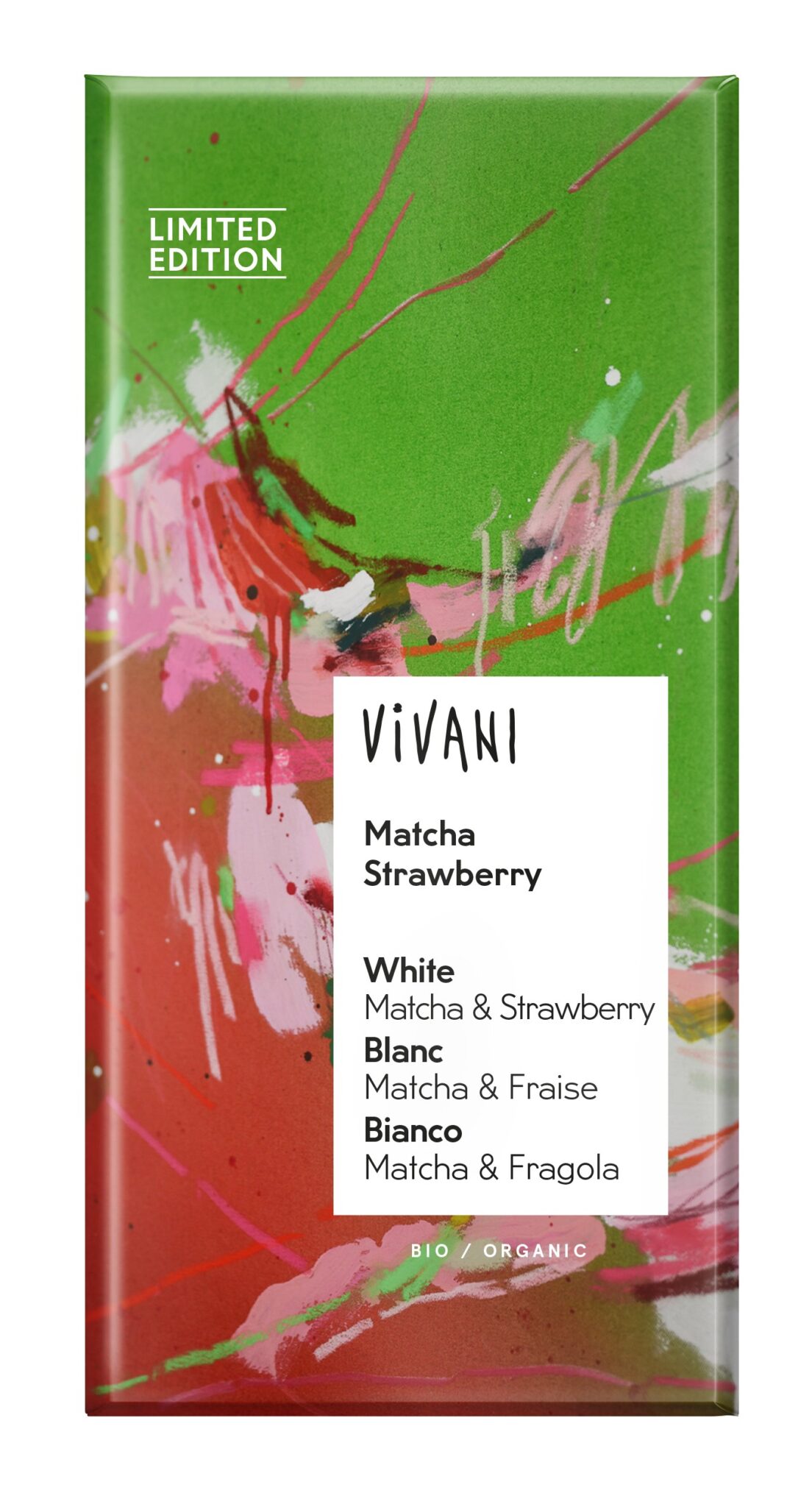 Chocolat blanc matcha fraise.