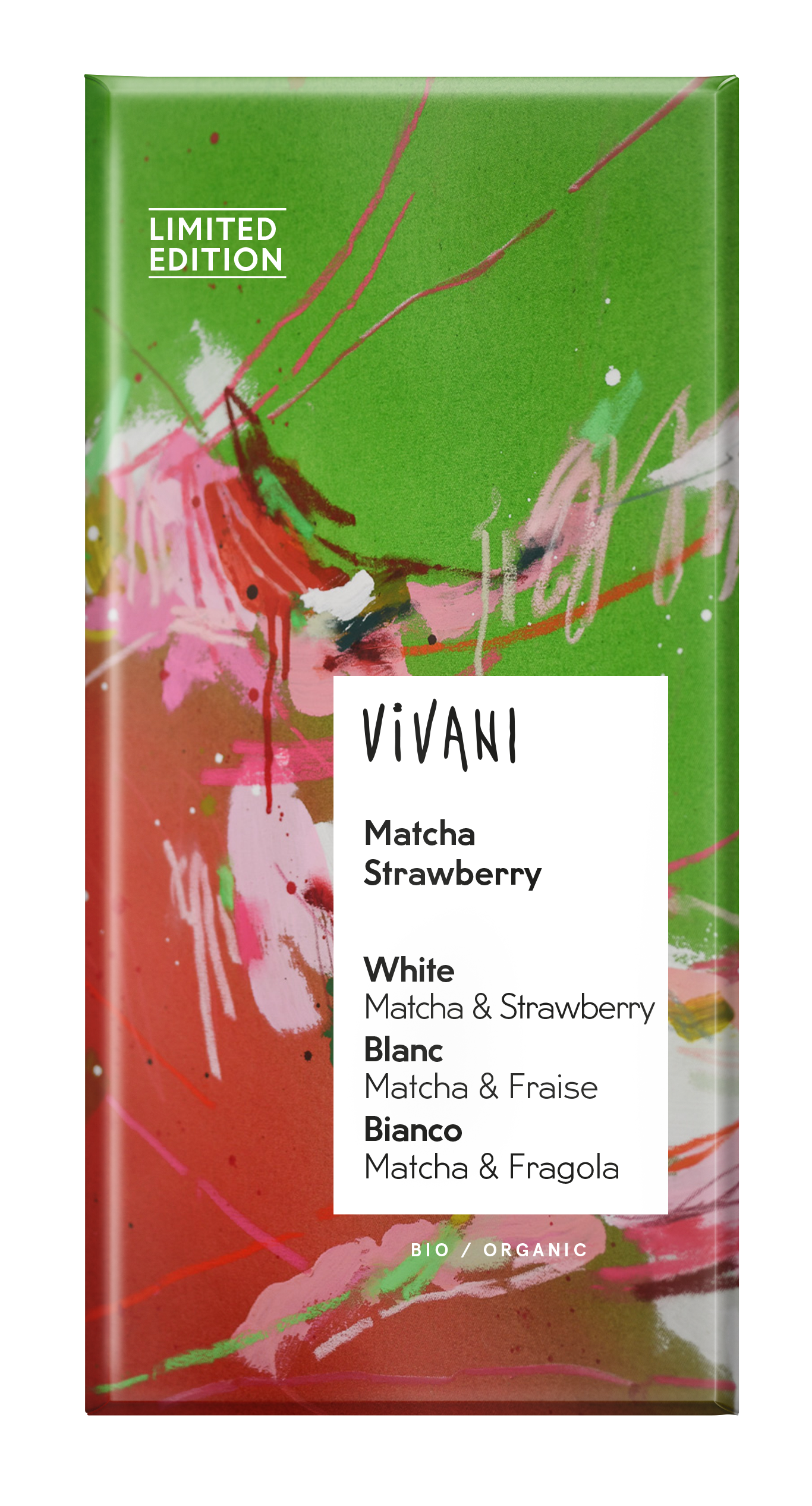 Chocolat blanc matcha fraise.