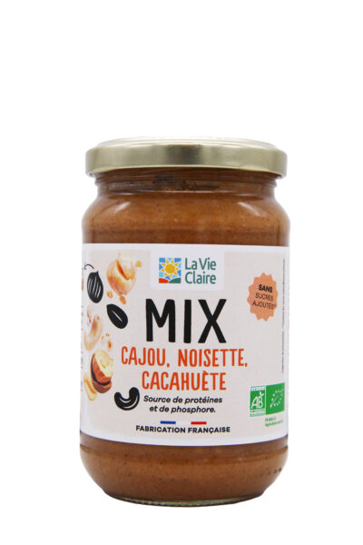 Purée cajou, noisettes cacahuètes bio