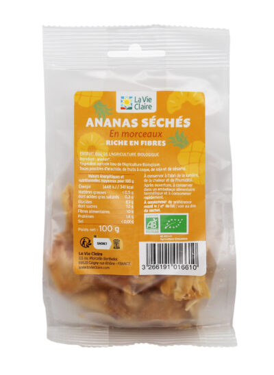 Ananas séchés biologiques en morceaux