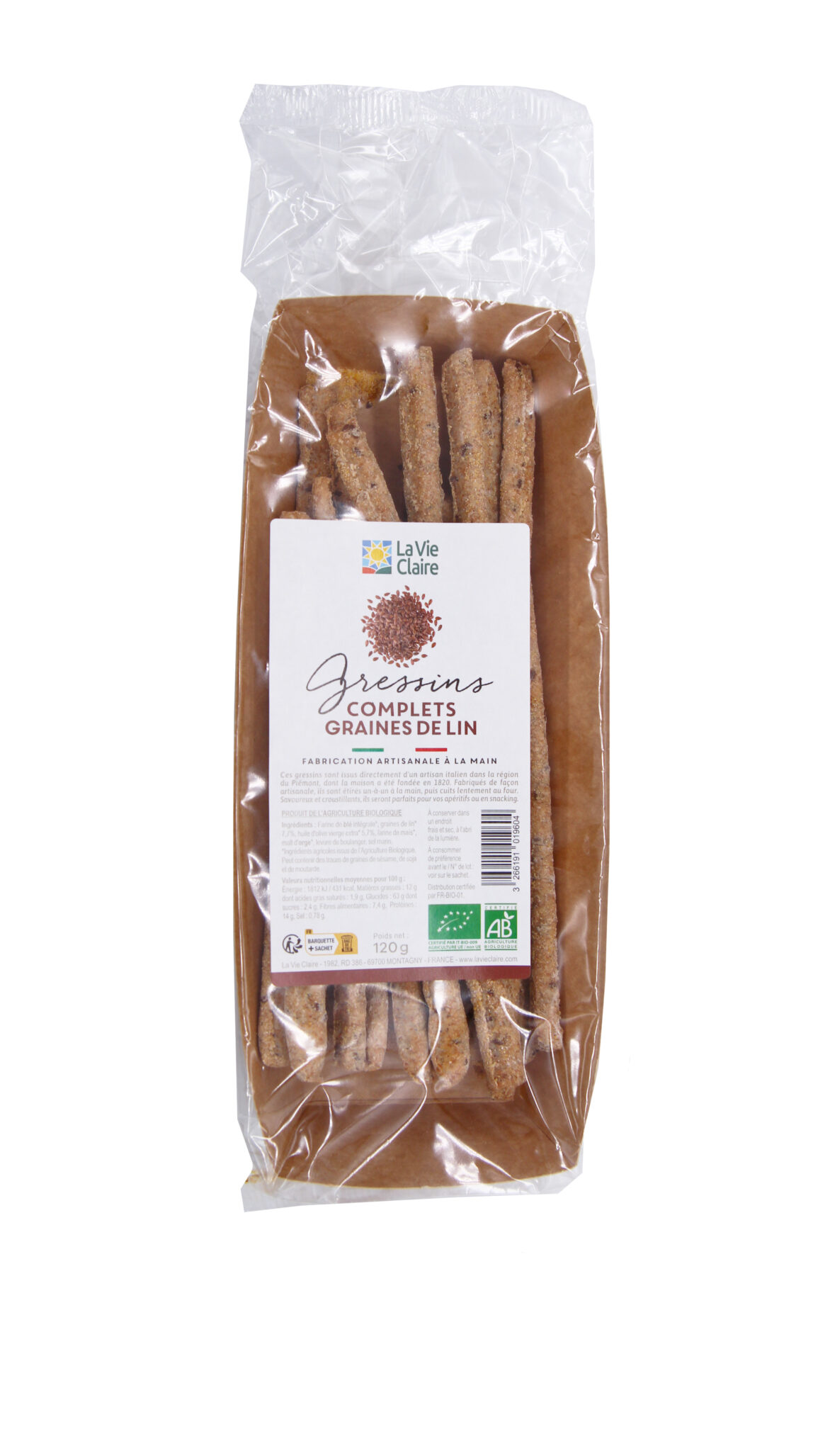 Gressins complets aux graines de lin bio