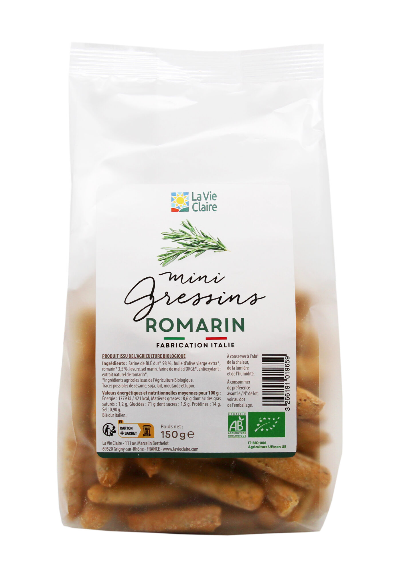 Mini gressins au romarin bio