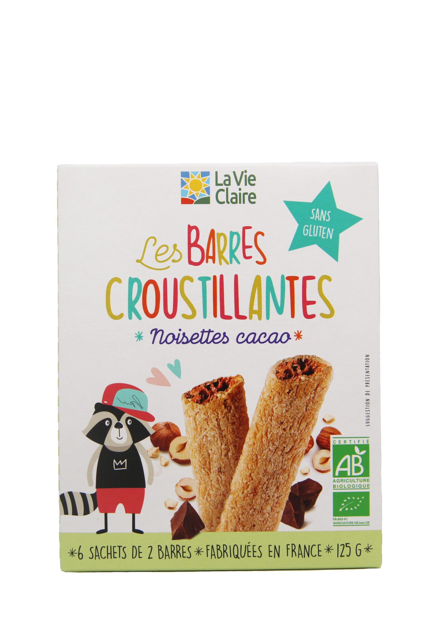 Barre croustillante au cacao et aux noisettes bio