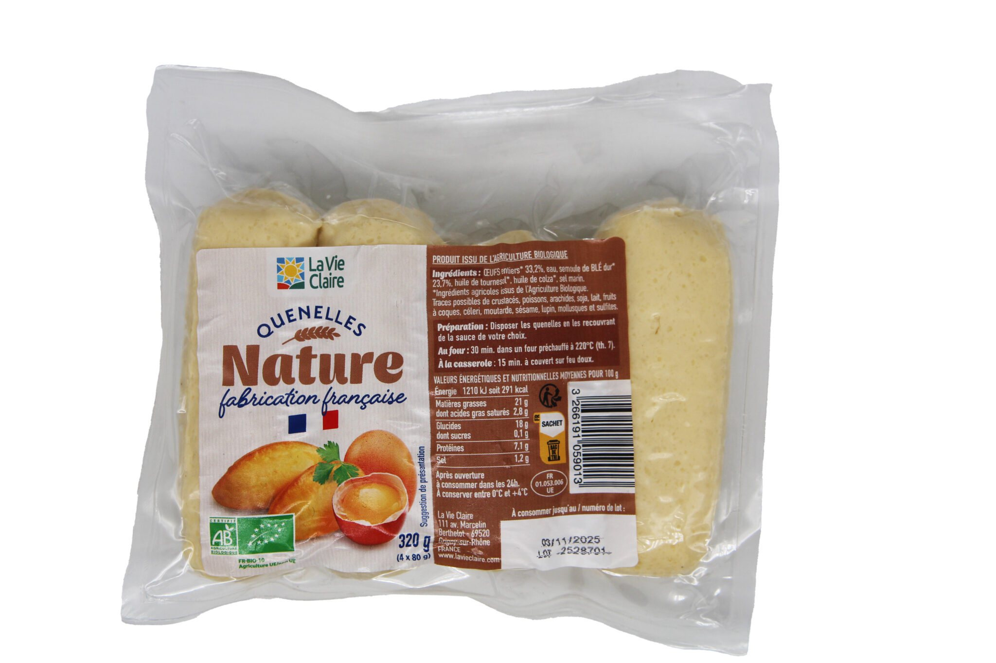 Quenelles nature bio