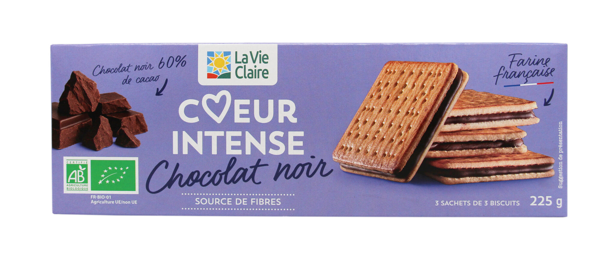 Biscuits fourés au chocolat noir bio