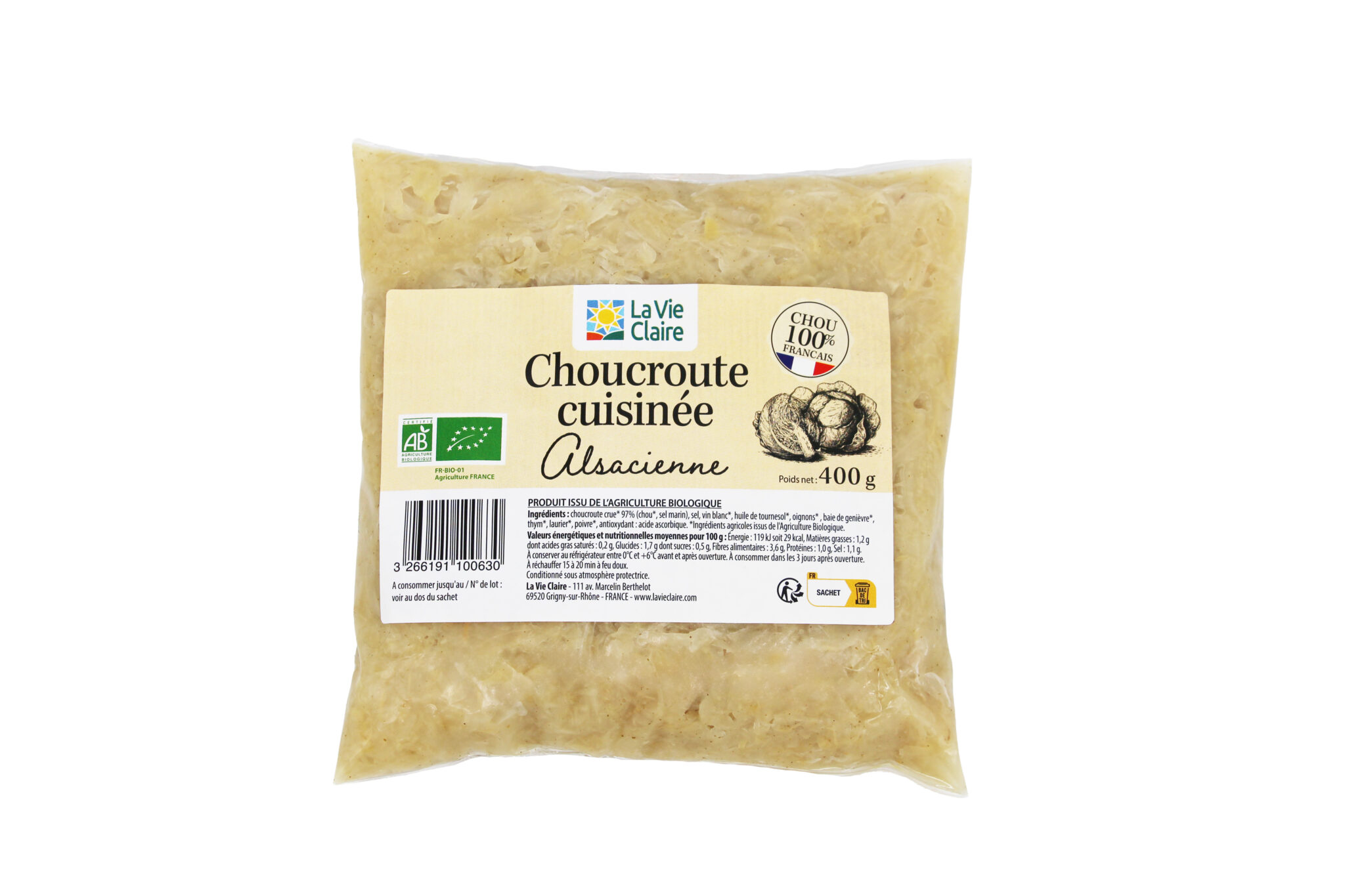 Choucroute cuisinée alsacienne bio